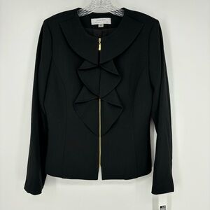 NWT Tahari Arthur S. Levine Blazer Jacket Black Business Front Career Size 6